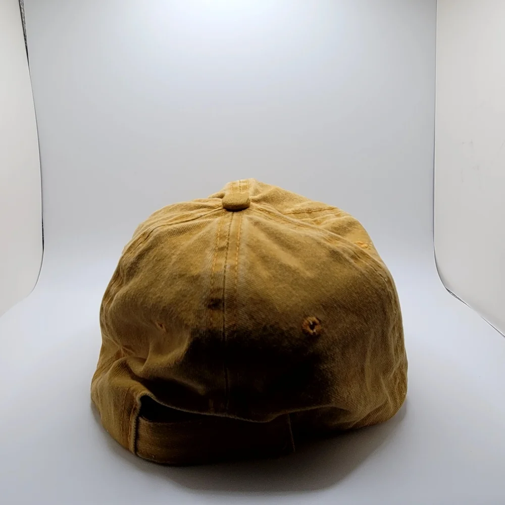 Bee Embroidered Cotton Baseball Cap Mustard Yellow Adjustable Hat